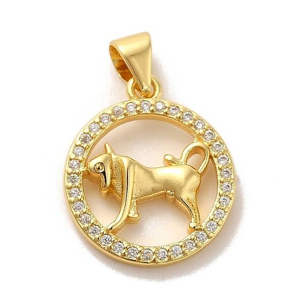 Zodiac Theme Brass Micro Pave Cubic Zirconia Pendants