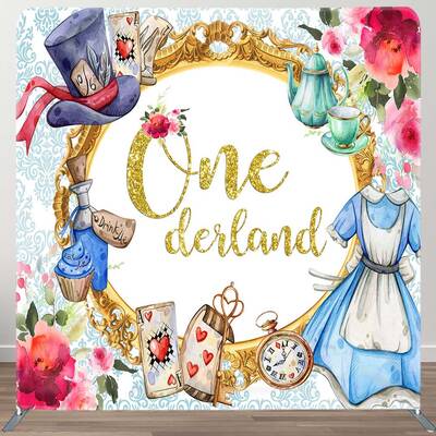 Aperturee Colorful Onederland Birthday Pillow Cover Backdrop, 6X6FT(1.8X1.8M), 111 USD, DSAH0D786-F, square double-sided back...