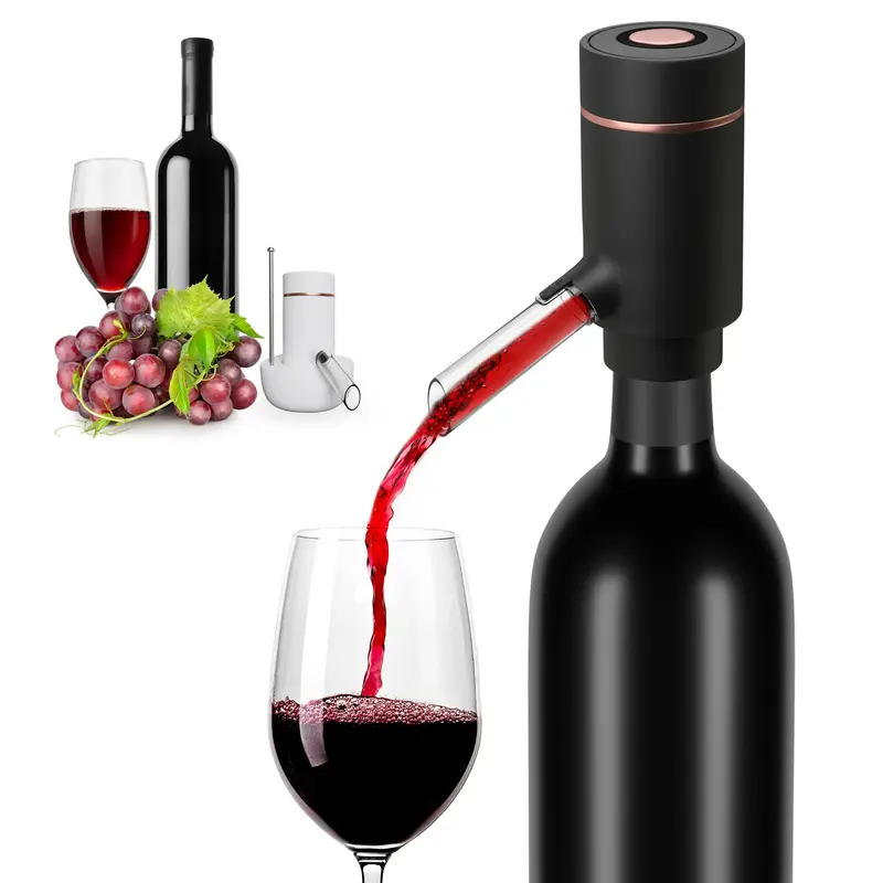 Electric Drink Dispenser and Red Vino Aerator - Built in Pourer Spout Aerator - Pumps and Dispenses Vino, Fits Most Bottles