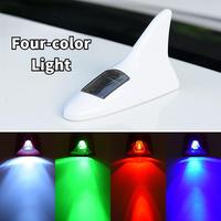 Car Decorative Lights Solar Power Shark Fin Antenna LED Warning Tail Light Roof Tail Modified Light Automobile Decorative Lig...