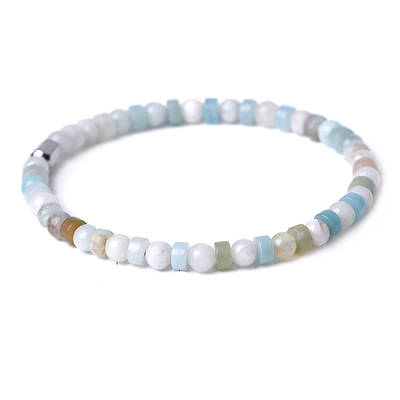 Natural Flower Amazonite Beads Stretch Bracelets for Women Men