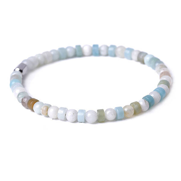 Natural Flower Amazonite Beads Stretch Bracelets for Women Men