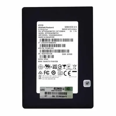 VK000960GWSXH HP 960GB TLC SATA 6Gb/s Read Intensive SFF 2.5-Inch Solid State Drive for ProLiant DL560 Gen10