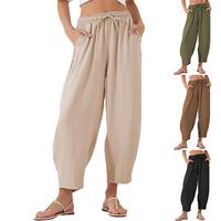 Encolax Women's Casual Tapered Harem Pants Loose Fit Style Ankle Trousers Summer Baggy Slacks