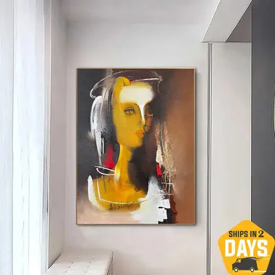 Abstract Woman Portrait Oil Painting Greek Mythology Original Ancient Religion Wall Art Decor for Home | MOIRA CLOTHO 31.4&qu...