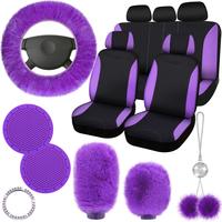 17 Pcs Fluffy Car Interior Accessories & Car Seat Cover Full Set for Front and Back Seats, Furry Steering Wheel Cover for Wom...