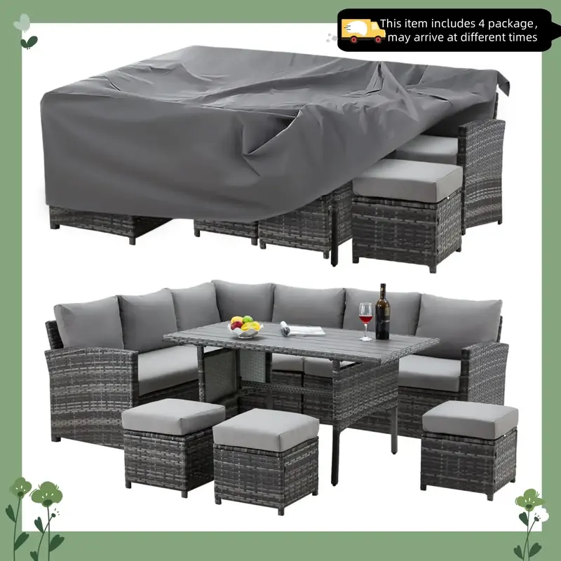 【3/4/5 Packages Shipping】YODOLLA Patio Furniture Set with Cover, 7 Pieces Outdoor Sectional Sofa Conversation Set All Wea...