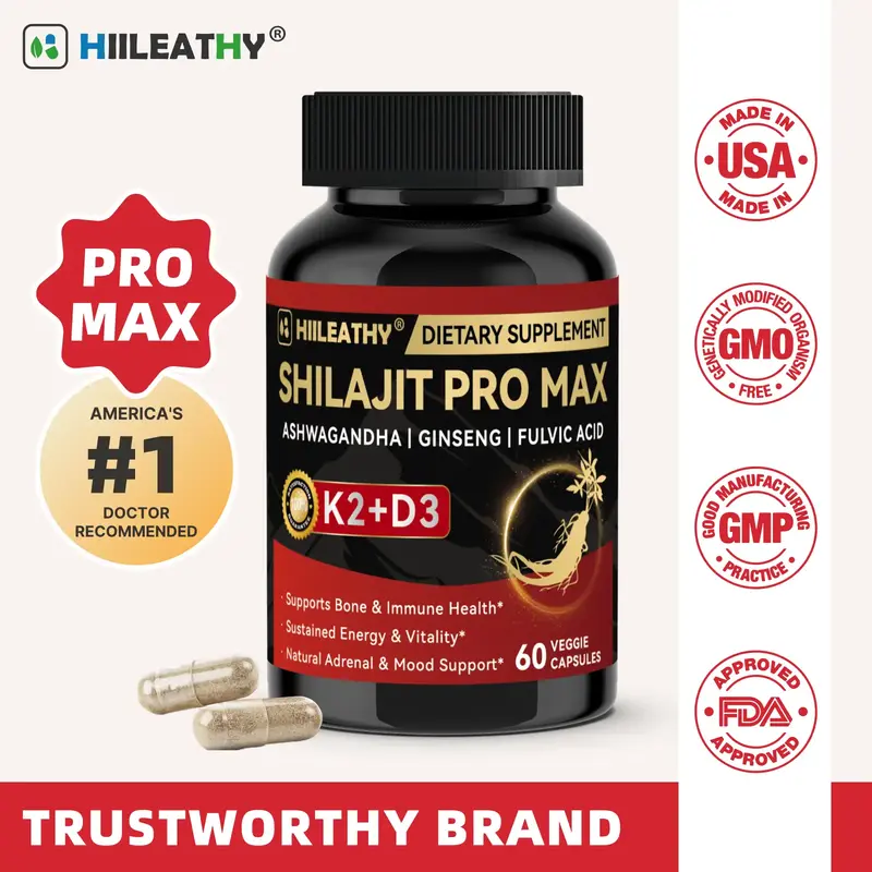 HIILEATHY Shilajit Pro Max for Active Lifestyles – with K2+D3, Fulvic Acid & Electrolytes | Energy, Muscle Recovery & Joint...