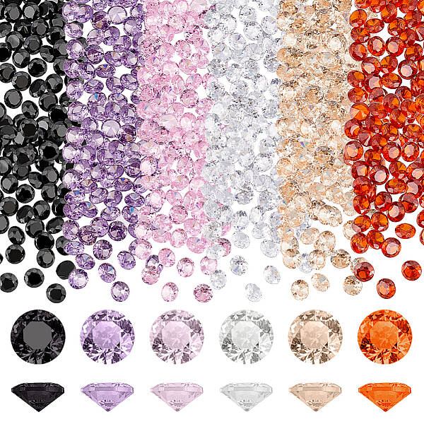 180Pcs 6 Colors Diamond Shape Grade A Cubic Zirconia Cabochons