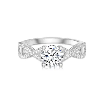 9K White Gold 0.8 Round Cut Laboratory Diamonds Custom Wedding Ring