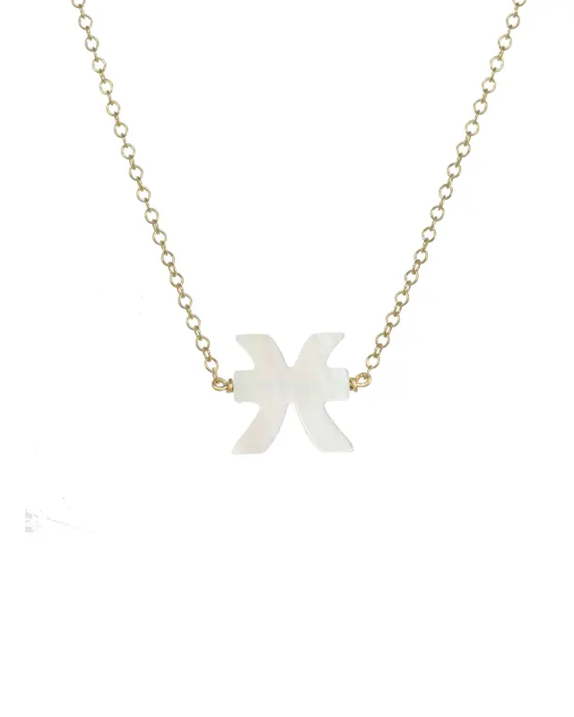 Zodiac Necklace | Metal Color: Gold | Sign: Pisces