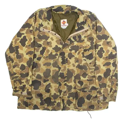COLUMBIA Mens Coat Green Crazy Pattern 2XL