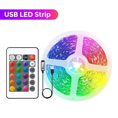 USB Powered LED Light Strips, LED Lights for Dressers for Bedroom, 4m Music Sync Color Changing APP & 24Key Remote Control Ni...