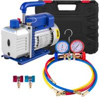 VEVOR 3CFM 1/4HP Single Stage Air Vacuum Pump HVAC R134a R12 R22 R410a A/C Refrigeration Kit AC Manifold Gauge R134 Can Tap I...