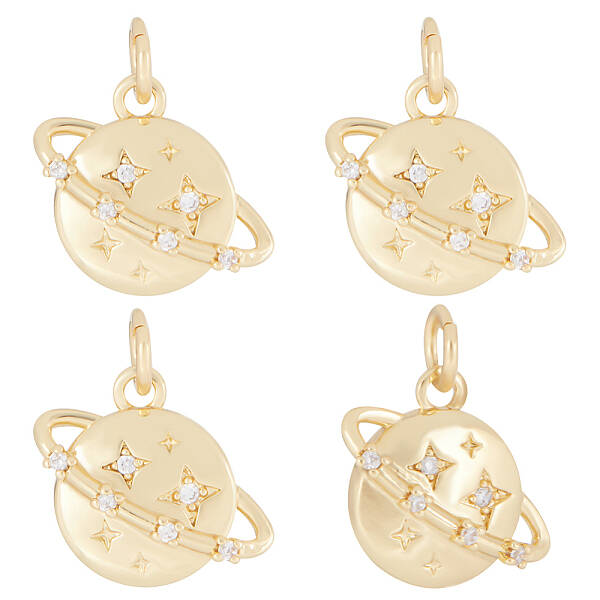 Brass Micro Pave Clear Cubic Zirconia Universe Space Charms