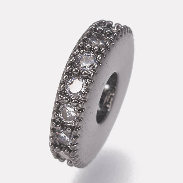 Brass Micro Pave Cubic Zirconia Bead Spacers