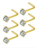 Unisex Rhinestone Decor Nose Studs, 6pcs Nose Rings for Women & Men, Summer Trendy Nose Piercing Jewelry, Punk Accessories, B...