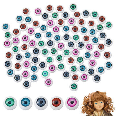 DICOSMETIC 100Pcs 5 Colors Half Round Eyes Plastic Doll Making Eyes Hollow Back Acrylic Craft Eyes for DIY Doll Making Repair
