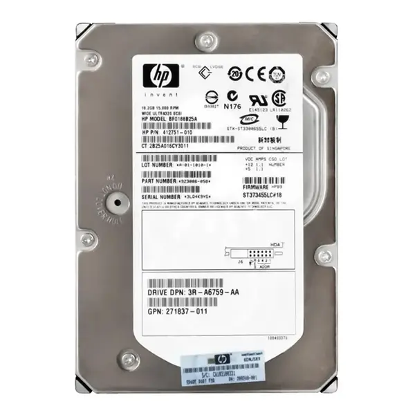 412751-010N HP 18GB 15000RPM Ultra 320 SCSI 3.5-Inch 8MB Cache Hot Swap Hard Drive