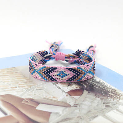 Polyester Braided Rhombus Pattern Cord Bracelet