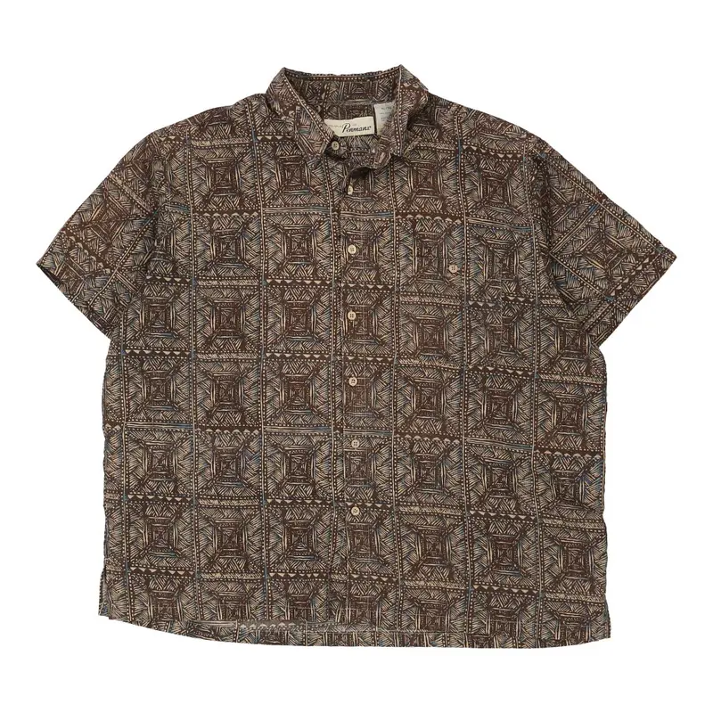 Penmans Patterned Shirt - XL Brown Polyester