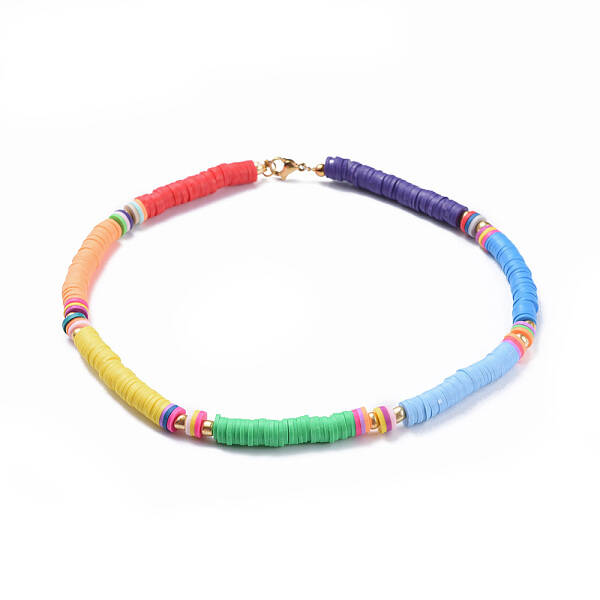 Handmade Polymer Clay Heishi Beads Choker Necklaces