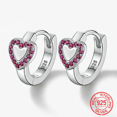 Anti-Tarnish Rhodium Plated Platinum 925 Sterling Silver Micro Pave Cubic Zirconia Hoop Earrings