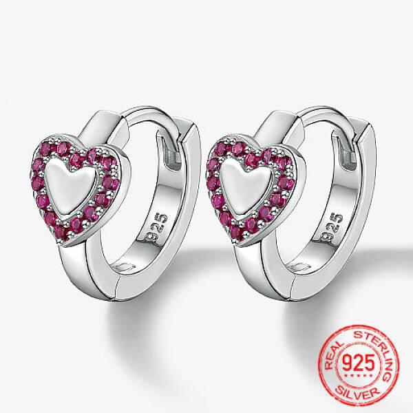 Anti-Tarnish Rhodium Plated Platinum 925 Sterling Silver Micro Pave Cubic Zirconia Hoop Earrings