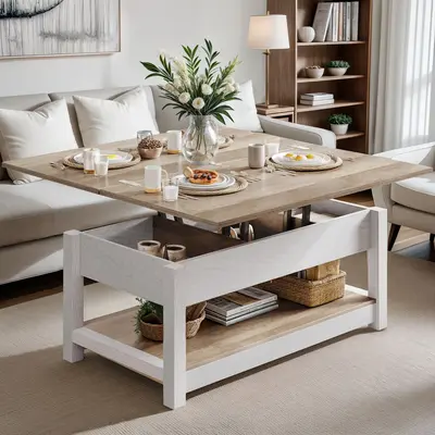 YITAHOME Coffee Table with Storage for Living Room With/Without Lift Top Farmhouse Modern Dining Table for Small Reception Ro...