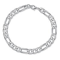 925 Sterling Silver Italian Solid Diamond-Cut Figaro Link Chain Bracelet for Men & Women