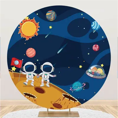 Aperturee Circle Universe Planet Happy Birthday Backdrop