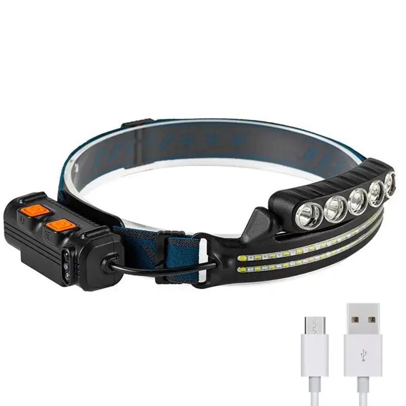 Portable Waterproof Headlight, Ultra-bright USB Rechargeable Headlamp, Waterproof COB Flashlight for Outdoor Activities, Camp...