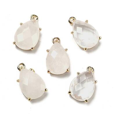 Natural Quartz Crystal Faceted Pendants
