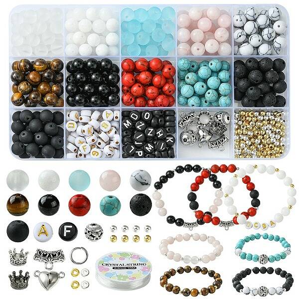 DIY Natural & Synthetic Mixed Gemstone Stretch Bracelets Making Kits