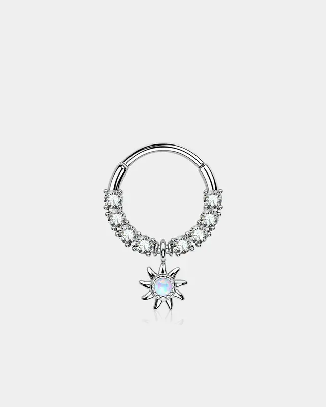 Sun Shape Dangle Hinged Segment Septum Ring - 8mm