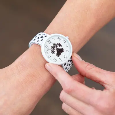 Paw Print Stretch Band Watch - Black