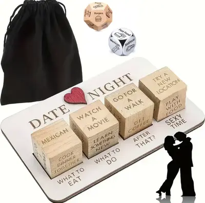 Wooden Date Night Decision Dice - Romantic Couples Wooden Dice Game Set, Portable and Creative Ideas for Adults, Ideal Love G...