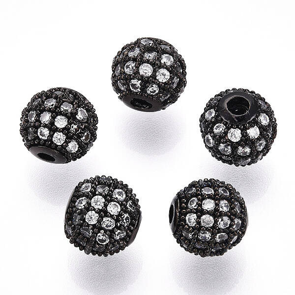 Rack Plating Brass Cubic Zirconia Beads