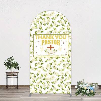 Aperturee White Floral Leaves Thank You Pastor Arch Backdrop, 1.6X4FT(0.5X1.2M), 38.18 USD, arch backdrop kit, GLH0G692-A