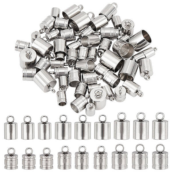 60Pcs 6 Style 304 & 201 Stainless Steel Cord Ends