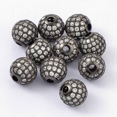 Brass Cubic Zirconia Beads