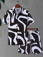 Men's Short Sleeve Shirt & Shorts Pajama, Regular Fit Casual Comfy Button Front Shortsleeve Collared Top & Pocket Shorts Pj S...