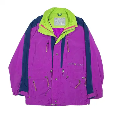 GREAT ESCAPES Outdoor Rain Jacket Purple 90s Colourblock Mens L