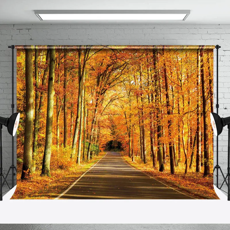 Fall Leaves Forest Autumn Scenery Photo Backdrop - Aperturee