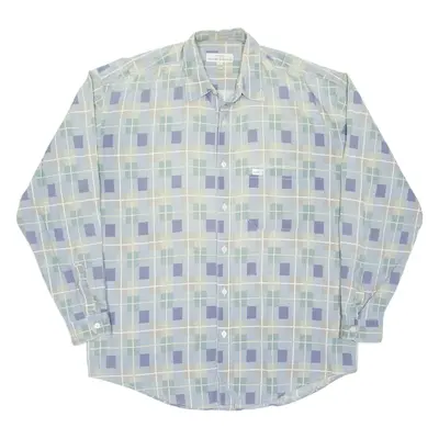 GUESS Mens Shirt Blue Check Long Sleeve L