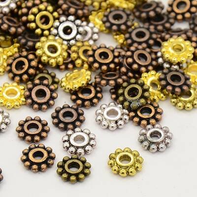Mixed Tibetan Style Snowflake Flower Spacer Beads