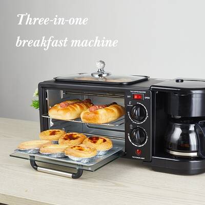 Three-in-One Coffee Maker Multifunctional Breakfast Machine – Toaster Oven, Coffee Maker & Griddle