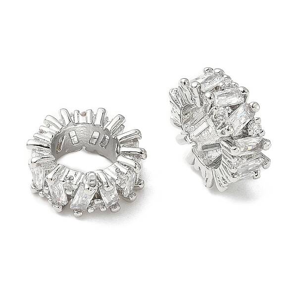 Brass Micro Pave Cubic Zirconia European Beads