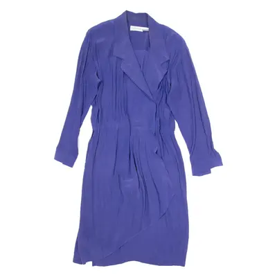 LIZ CLAREBOURNE Womens Day Dress Blue Silk Long Sleeve Knee Length UK 12