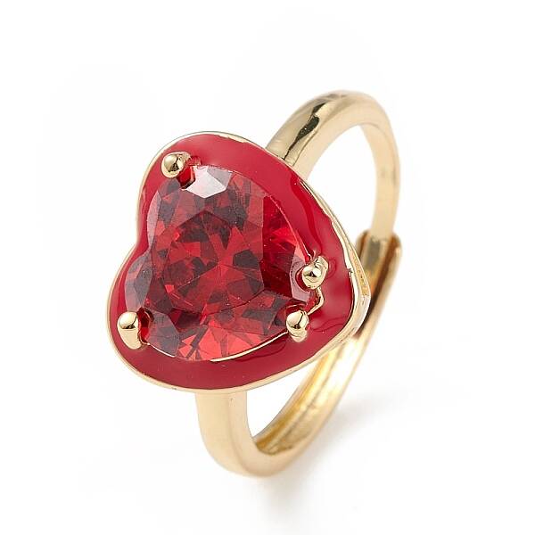 Cubic Zirconia Heart Adjustable with Enamel